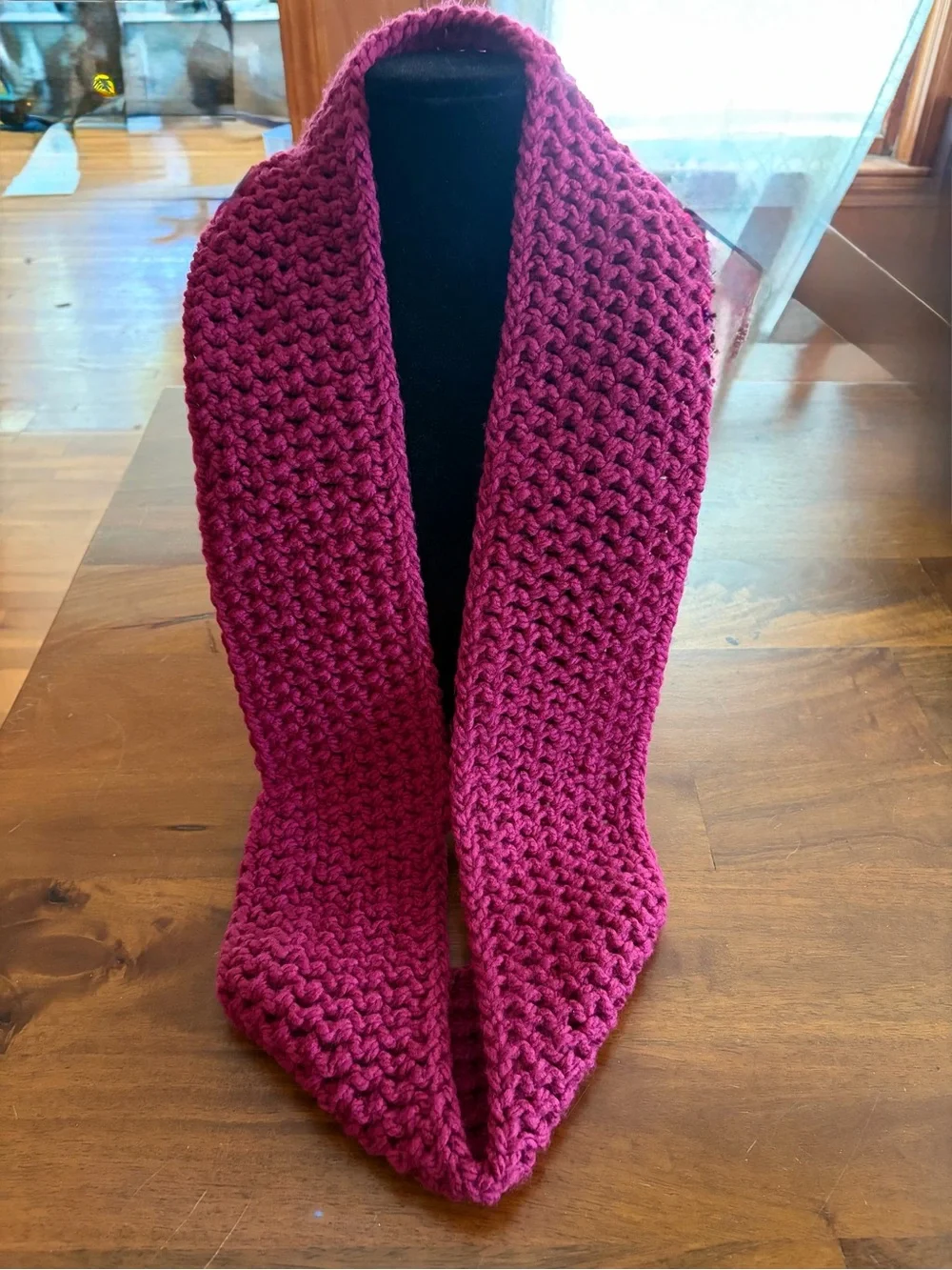 Handmade Chunky Scarf - Deep Raspberry